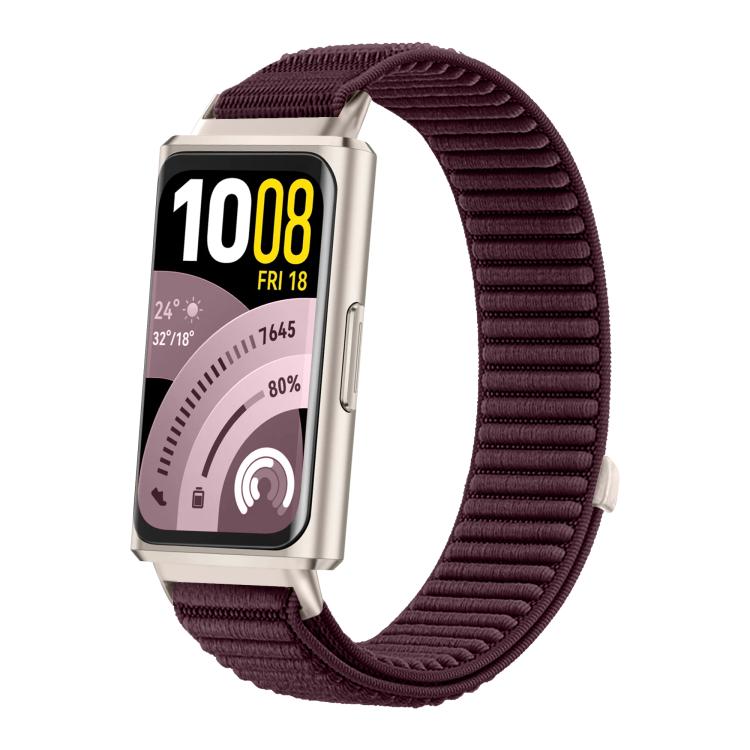 Woven Nylon Hook And Loop Fastener Metal Interface Watch Band, For Huawei Band 11 / Band 11 Pro