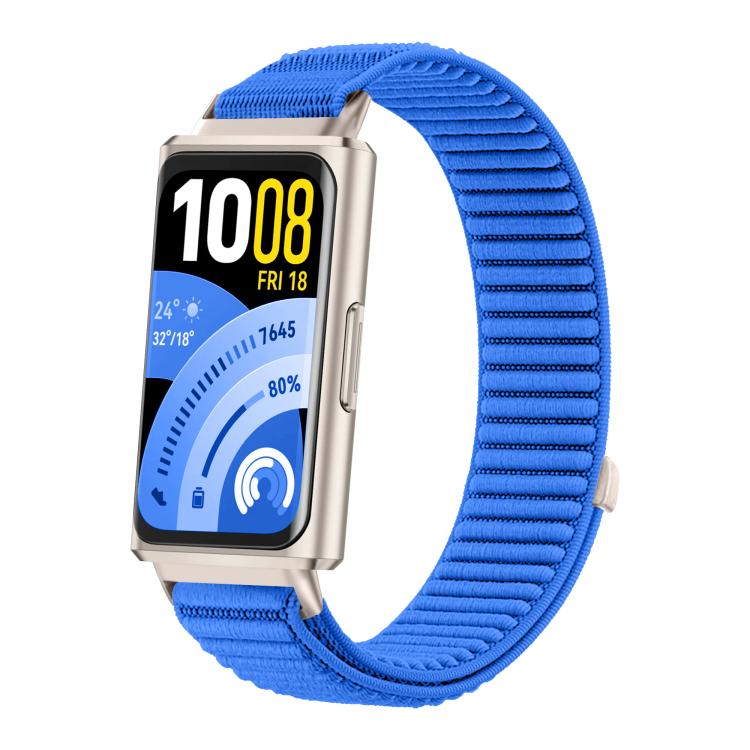 Woven Nylon Hook And Loop Fastener Metal Interface Watch Band, For Huawei Band 11 / Band 11 Pro