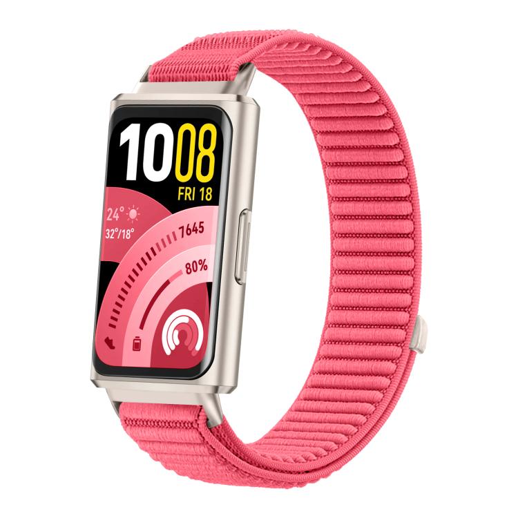 Woven Nylon Hook And Loop Fastener Metal Interface Watch Band, For Huawei Band 11 / Band 11 Pro