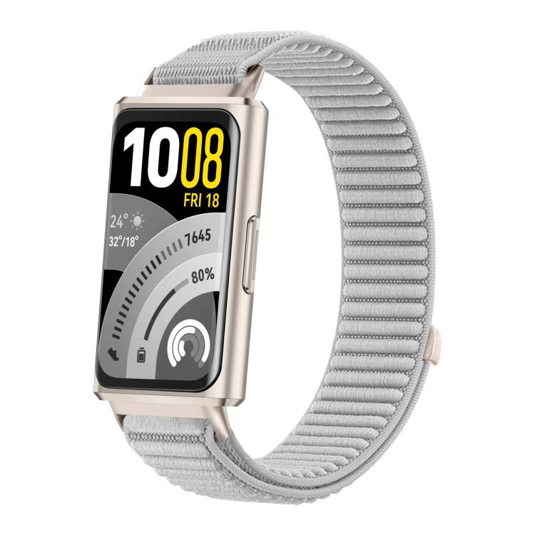 Woven Nylon Hook And Loop Fastener Metal Interface Watch Band, For Huawei Band 11 / Band 11 Pro