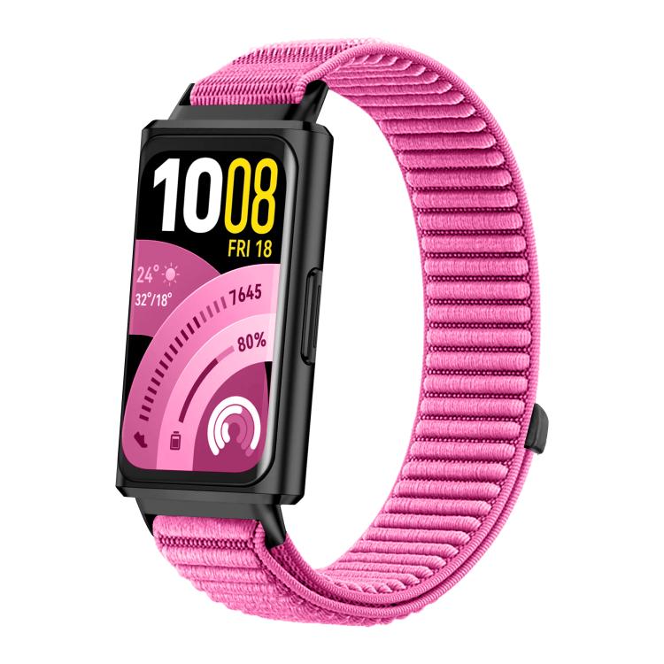 Woven Nylon Hook And Loop Fastener Metal Interface Watch Band, For Huawei Band 11 / Band 11 Pro