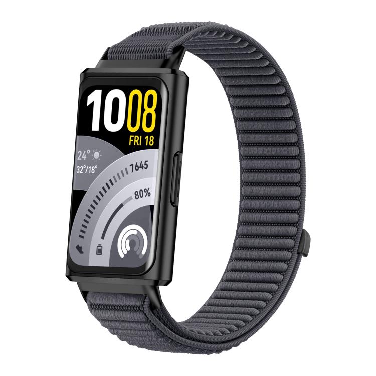 Woven Nylon Hook And Loop Fastener Metal Interface Watch Band, For Huawei Band 11 / Band 11 Pro