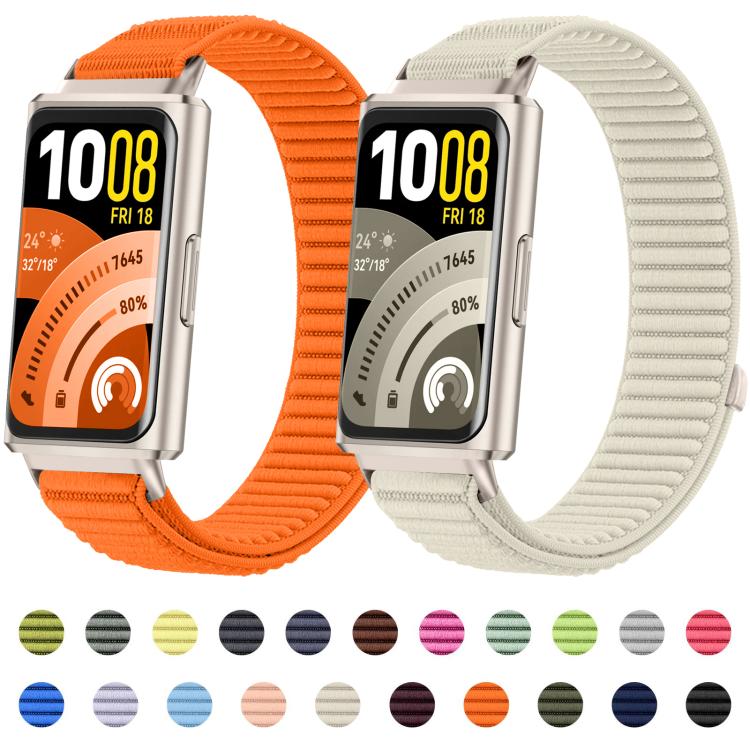 Woven Nylon Hook And Loop Fastener Metal Interface Watch Band, For Huawei Band 11 / Band 11 Pro