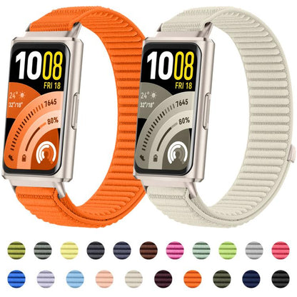 Woven Nylon Hook And Loop Fastener Metal Interface Watch Band, For Huawei Band 11 / Band 11 Pro
