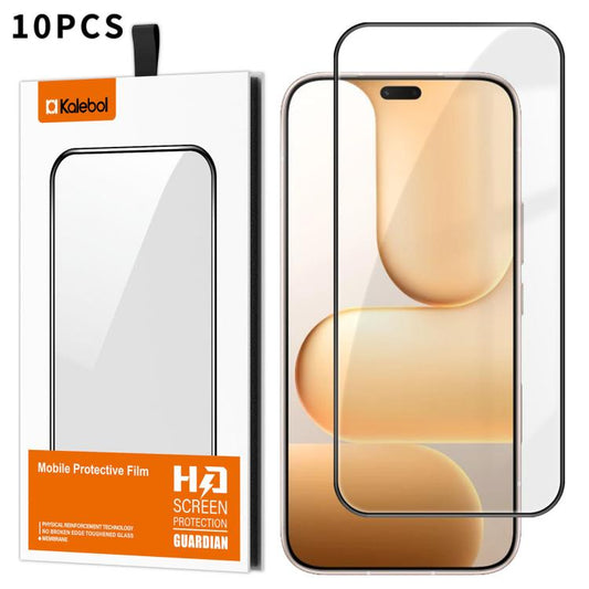 10pcs Kalebol High-Aluminum Screen-Printed Full-Coverage Anti-Fingerprint Black-Bordered HD Tempered Glass Film, For Honor 600 Lite, For Honor Magic8 Pro Air, For Honor Power2, For Honor X8d, For Honor Win / Win RT