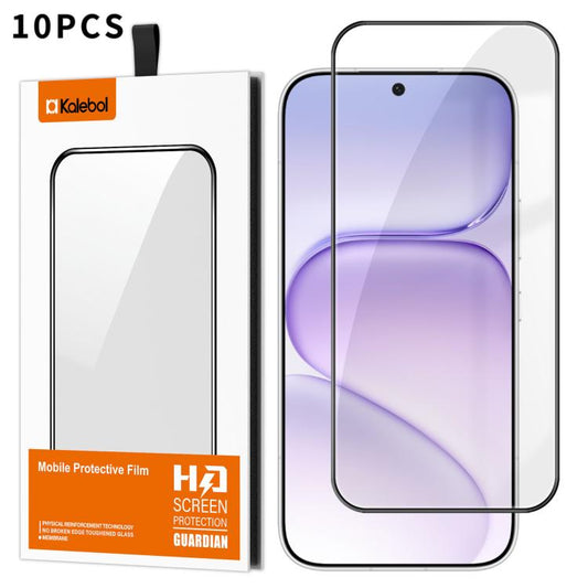 10pcs Kalebol High-Aluminum Screen-Printed Full-Coverage Anti-Fingerprint Black-Bordered HD Tempered Glass Film, For Honor 600 Super Edition, For Honor 500 Smart Indian 5G, For Honor X5d 4G, For Honor 600 Pro Global, For Honor 600 Global               ...