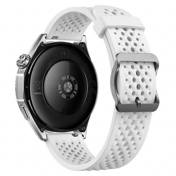 Perforated Breathable Pin Buckle Silicone Watch Band, 18mm, 20mm, 22mm
