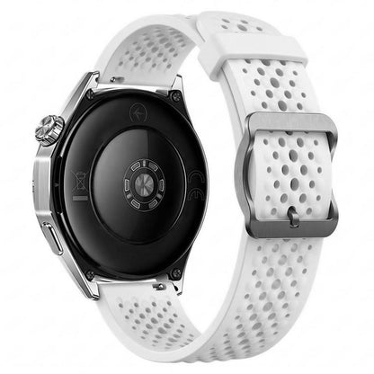 Perforated Breathable Pin Buckle Silicone Watch Band, 18mm, 20mm, 22mm
