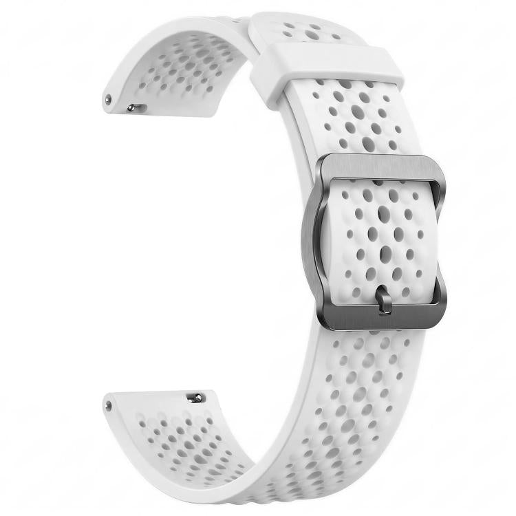 Perforated Breathable Pin Buckle Silicone Watch Band, 18mm, 20mm, 22mm