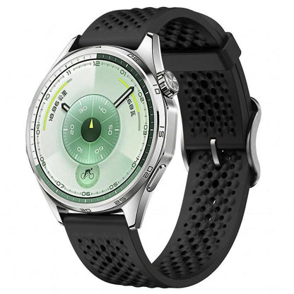 Perforated Breathable Pin Buckle Silicone Watch Band, 18mm, 20mm, 22mm