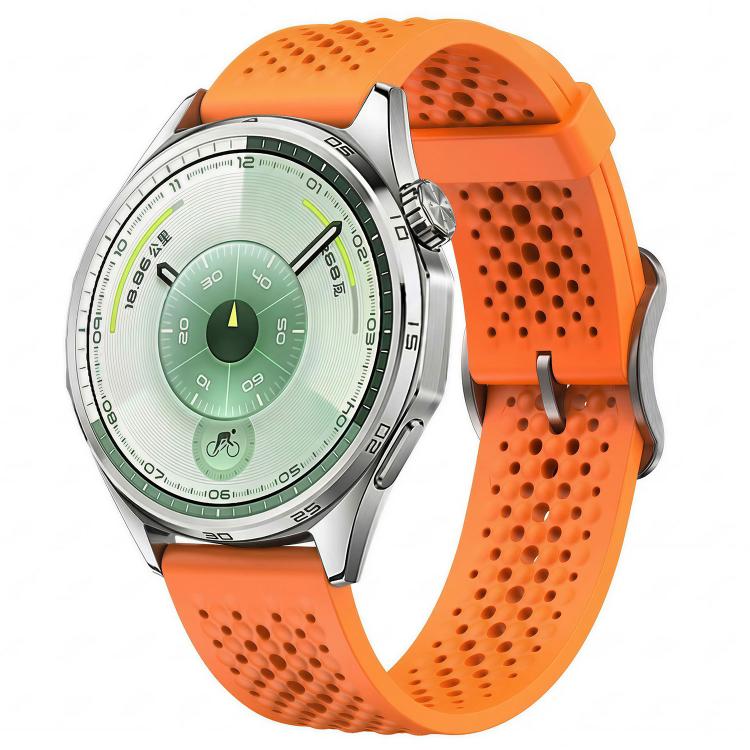 Perforated Breathable Pin Buckle Silicone Watch Band, 18mm, 20mm, 22mm