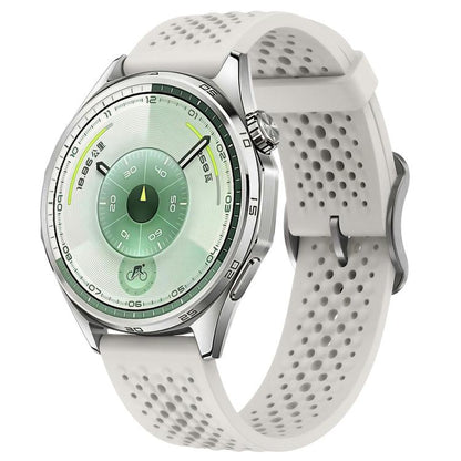 Perforated Breathable Pin Buckle Silicone Watch Band, 18mm, 20mm, 22mm