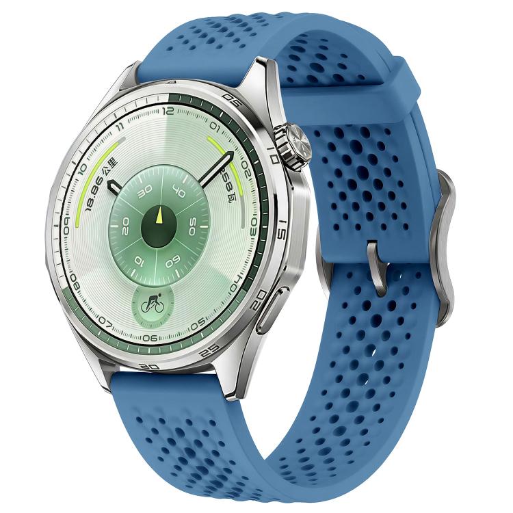 Perforated Breathable Pin Buckle Silicone Watch Band, 18mm, 20mm, 22mm