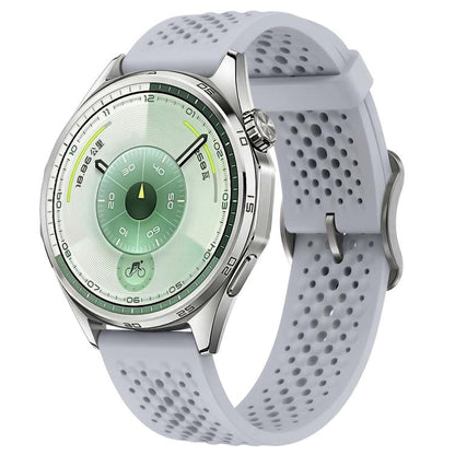 Perforated Breathable Pin Buckle Silicone Watch Band, 18mm, 20mm, 22mm