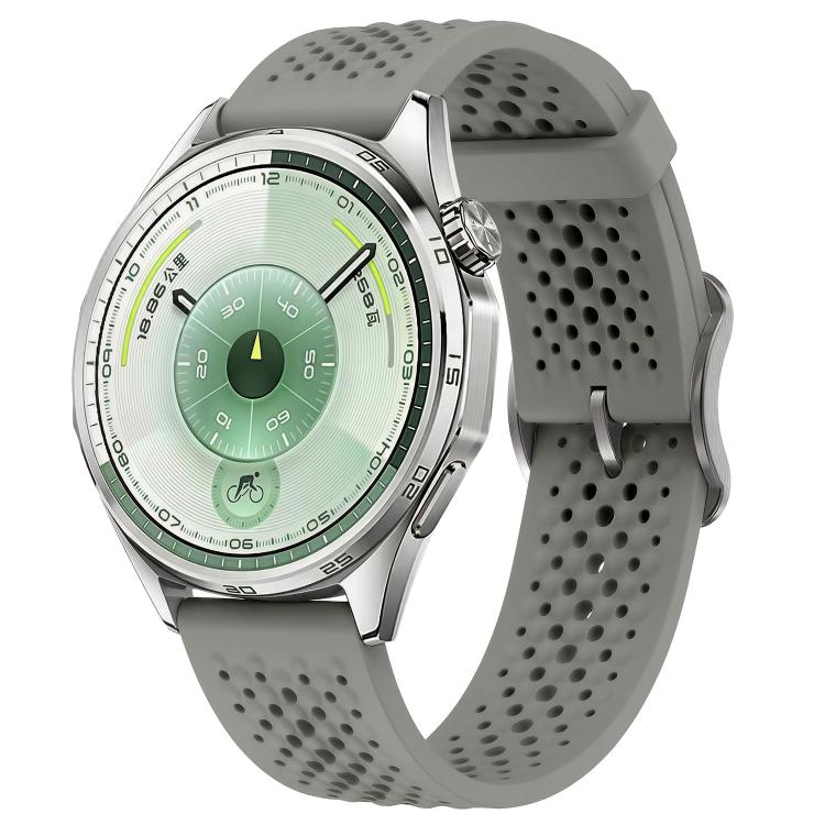Perforated Breathable Pin Buckle Silicone Watch Band, 18mm, 20mm, 22mm