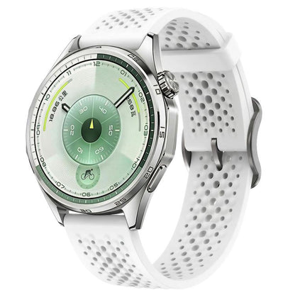 Perforated Breathable Pin Buckle Silicone Watch Band, 18mm, 20mm, 22mm