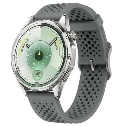 Perforated Breathable Pin Buckle Silicone Watch Band, 18mm, 20mm, 22mm