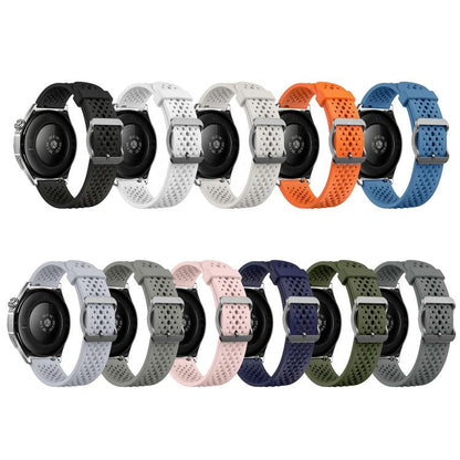Perforated Breathable Pin Buckle Silicone Watch Band, 18mm, 20mm, 22mm