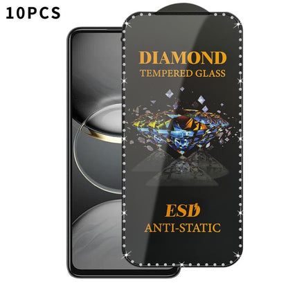10pcs Full-Screen Diamond-Studded Silkscreen High-Definition Anti-Static Tempered Glass Film, For Tecno  Spark 40, For Tecno Camon 40, For Tecno Spark 30, For Tecno Spark Go 1, For Tecno Camon 30