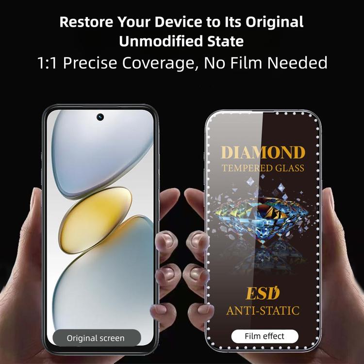 10pcs Full-Screen Diamond-Studded Silkscreen High-Definition Anti-Static Tempered Glass Film, For Tecno  Spark 40, For Tecno Camon 40, For Tecno Spark 30, For Tecno Spark Go 1, For Tecno Camon 30