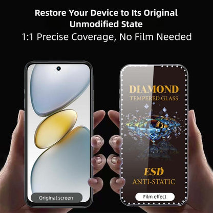 10pcs Full-Screen Diamond-Studded Silkscreen High-Definition Anti-Static Tempered Glass Film, For Tecno  Spark 40, For Tecno Camon 40, For Tecno Spark 30, For Tecno Spark Go 1, For Tecno Camon 30