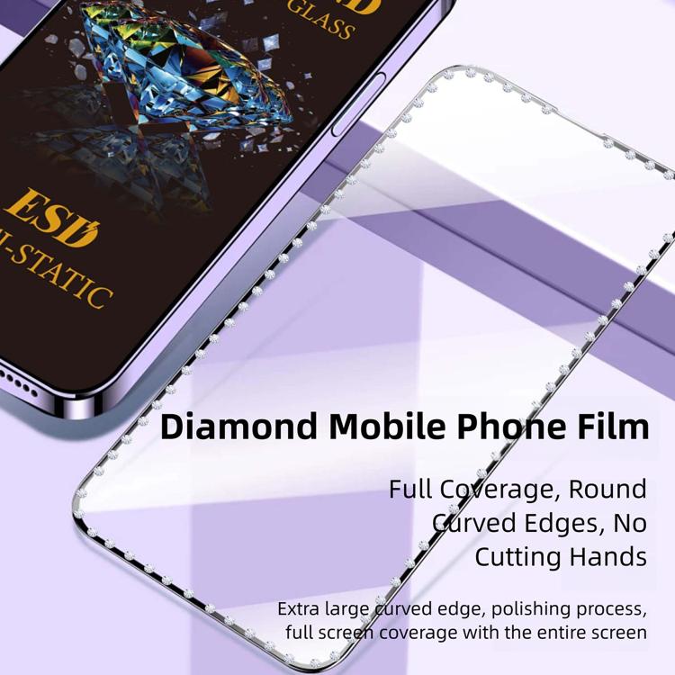 10pcs Full-Screen Diamond-Studded Silkscreen High-Definition Anti-Static Tempered Glass Film, For Tecno  Spark 40, For Tecno Camon 40, For Tecno Spark 30, For Tecno Spark Go 1, For Tecno Camon 30