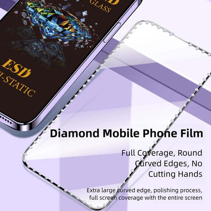 10pcs Full-Screen Diamond-Studded Silkscreen High-Definition Anti-Static Tempered Glass Film, For Tecno  Spark 40, For Tecno Camon 40, For Tecno Spark 30, For Tecno Spark Go 1, For Tecno Camon 30