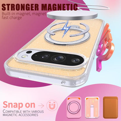 Starry Glitter Magnetic Holder Phone Case, For Google Pixel 10 Pro XL, For Google Pixel 9 Pro XL
