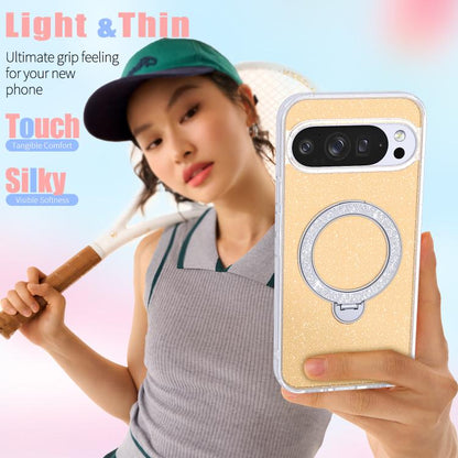 Starry Glitter Magnetic Holder Phone Case, For Google Pixel 10 Pro XL, For Google Pixel 9 Pro XL