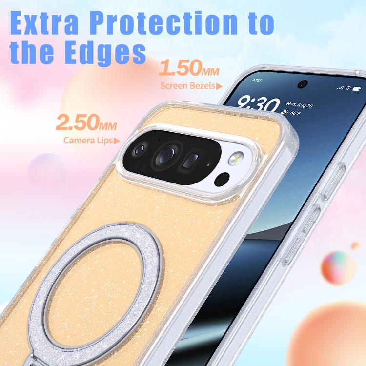 Starry Glitter Magnetic Holder Phone Case, For Google Pixel 10 Pro XL, For Google Pixel 9 Pro XL