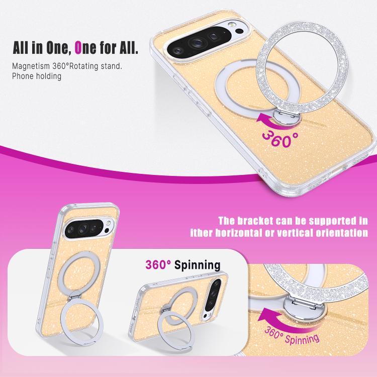 Starry Glitter Magnetic Holder Phone Case, For Google Pixel 10 Pro XL, For Google Pixel 9 Pro XL