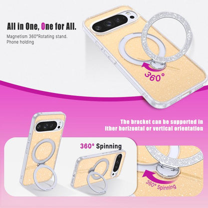 Starry Glitter Magnetic Holder Phone Case, For Google Pixel 10 Pro XL, For Google Pixel 9 Pro XL