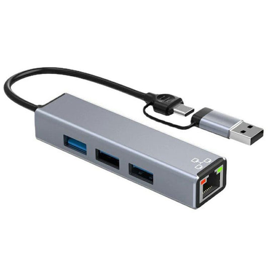 Adaptateur Ethernet 4 en 1 HC-78&nbsp;: répartiteur de cartes réseau USB-C/USB-A vers USB 3.0/2.0 RJ45