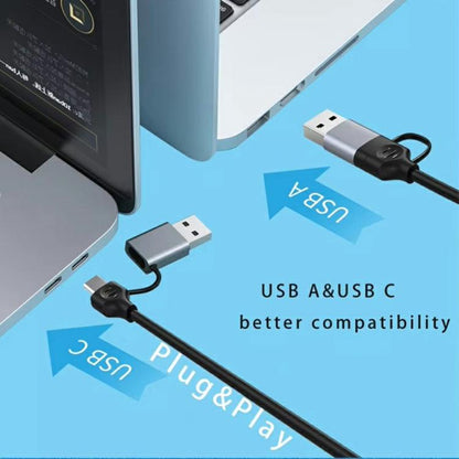 HC-78 USB-C / USB-A to USB3.0 / 2.0 RJ45 Network Card Splitter 4 in 1 Hub Ethernet Adapter, HC-78