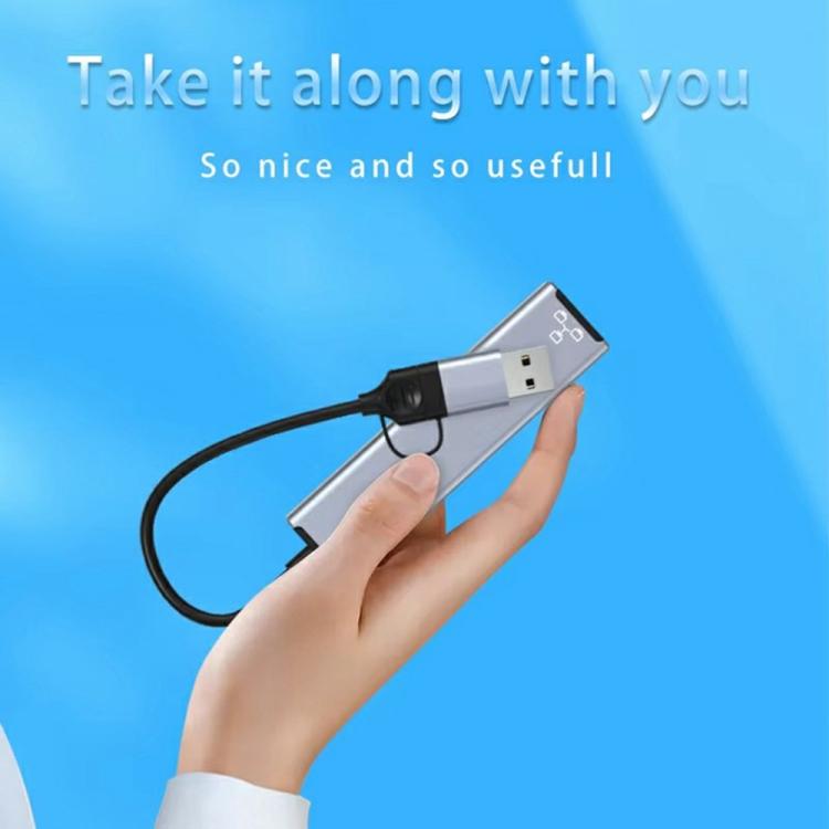 HC-78 USB-C / USB-A to USB3.0 / 2.0 RJ45 Network Card Splitter 4 in 1 Hub Ethernet Adapter, HC-78