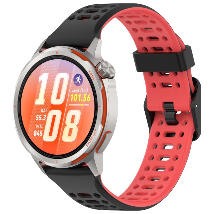 Perforated Double Color Silicone Watch Band, 20mm, 22mm