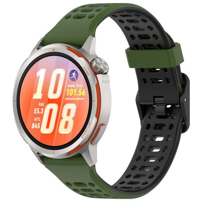 Perforated Double Color Silicone Watch Band, 20mm, 22mm
