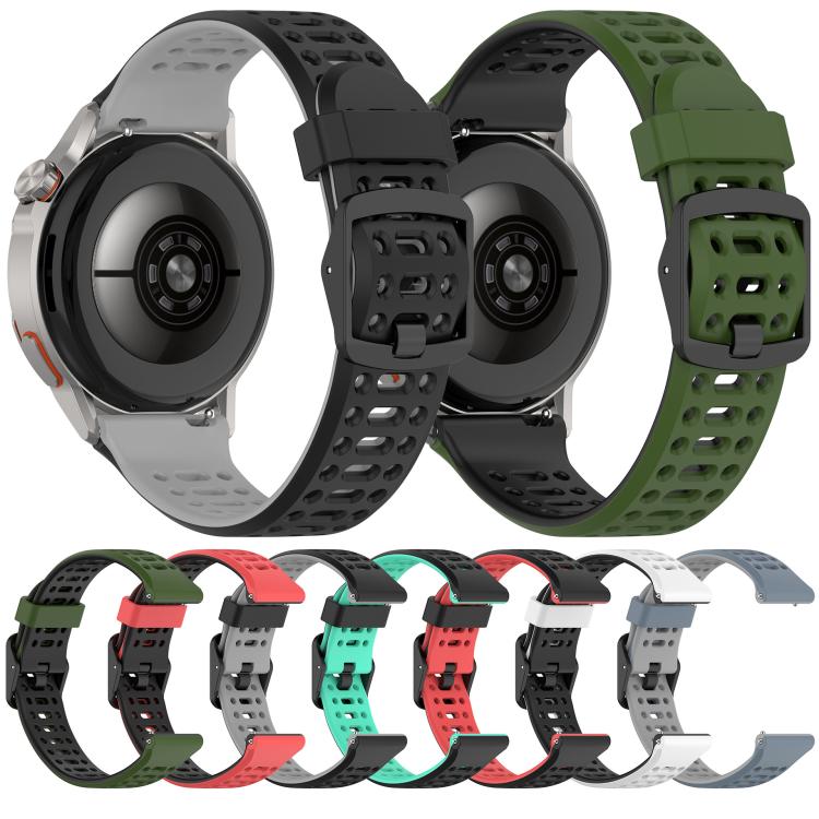 Perforated Double Color Silicone Watch Band, 20mm, 22mm