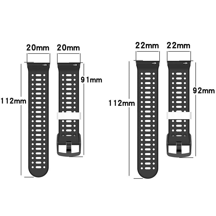 Perforated Double Color Silicone Watch Band, 20mm, 22mm