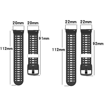 Perforated Double Color Silicone Watch Band, 20mm, 22mm