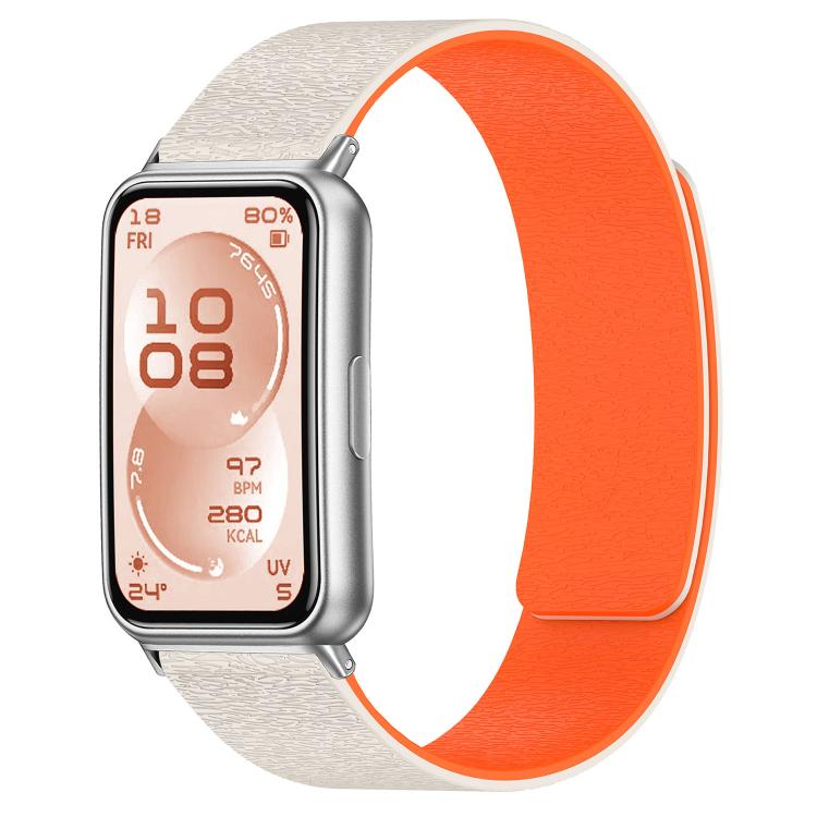 Bracelet de montre en silicone magnétique à grain de bois nuage, pour Huawei Band 11 / Band 11 Pro