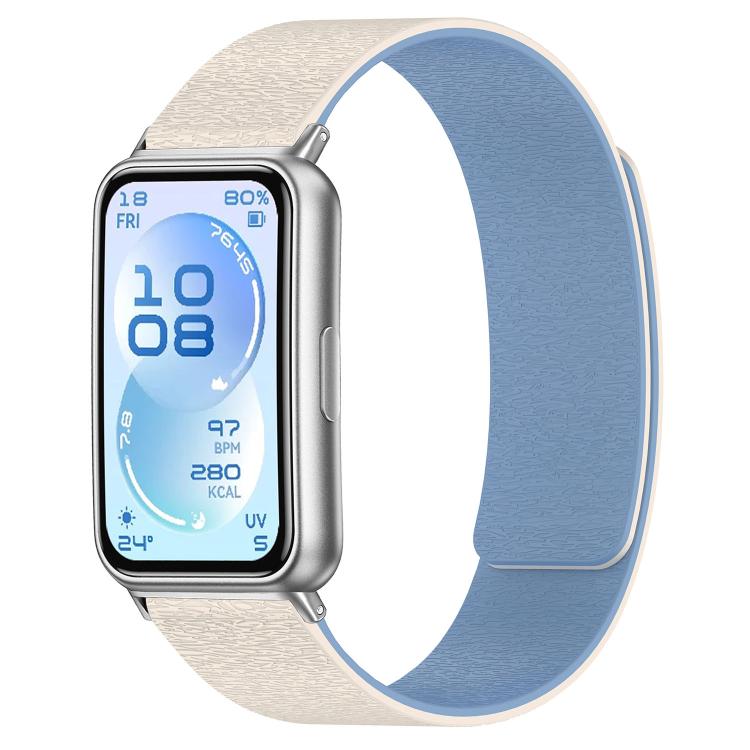 Bracelet de montre en silicone magnétique à grain de bois nuage, pour Huawei Band 11 / Band 11 Pro