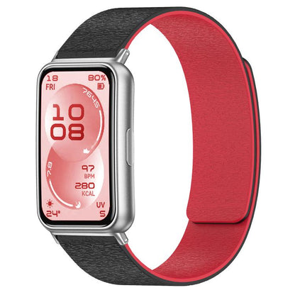 Bracelet de montre en silicone magnétique à grain de bois nuage, pour Huawei Band 11 / Band 11 Pro