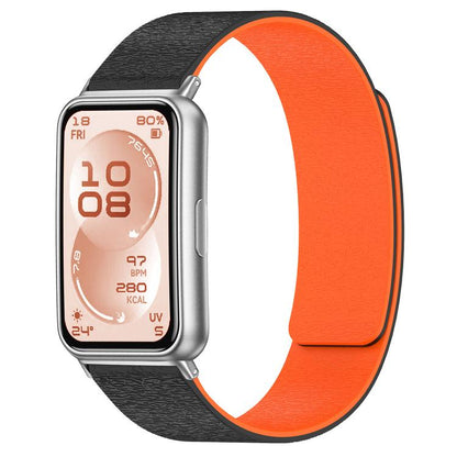 Bracelet de montre en silicone magnétique à grain de bois nuage, pour Huawei Band 11 / Band 11 Pro