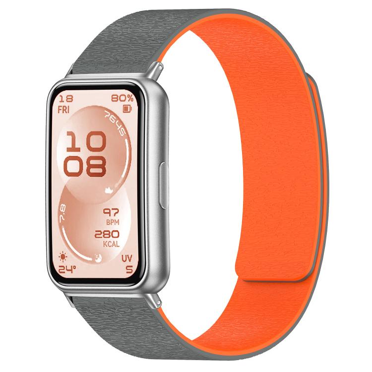 Bracelet de montre en silicone magnétique à grain de bois nuage, pour Huawei Band 11 / Band 11 Pro