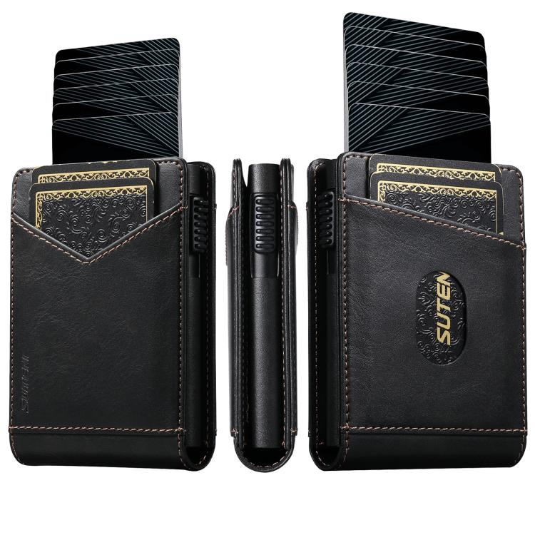 Suteni Oil Wax Pattern Multi-Card Slot Wallet Card Holder