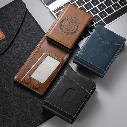 Suteni Oil Wax Pattern Multi-Card Slot Wallet Card Holder