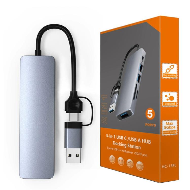 HC-13FL Multi-port Docking Station Type-C / USB-A to USB 3.0 / 2.0, SD TF Card Reader, HC-13FL