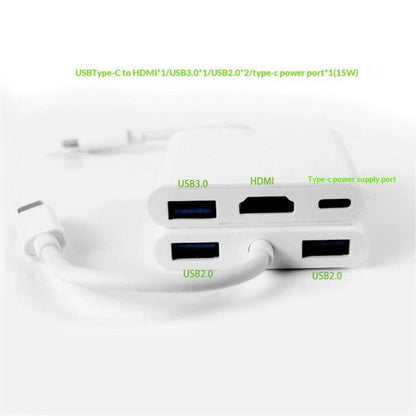 HC-04D 5 in 1 Docking Station Type-C to 4K HD USB3.0 / 2.0 Splitter Adapter USB-C Hub, HC-04D