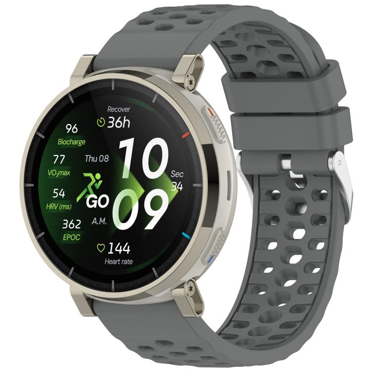 Perforated Pin Buckle Solid Color Silicone Watch Band, For Amazfit Active 3 Premium